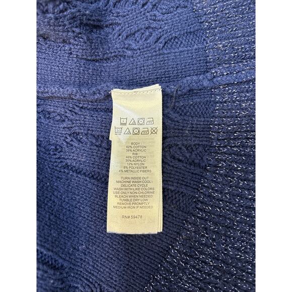 Cupcakes and Cashmere Sweater Dress Navy Cable Knit Ruffle Glitter Accents 5/6 - Picture 5 of 13